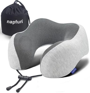 Neck Pillow for Traveling, Upgraded Travel Neck Pillow for Airplane 100% Pure Memory Foam Travel Pillow