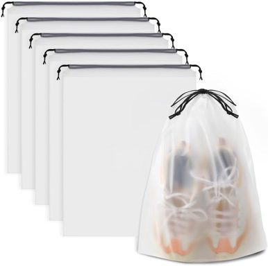 Clear Shoe Bags for Travel 5 PCS, 15.7" x 11.8" Travel Shoe Bags for Packing, Waterproof Drawstring Travel Shoe 