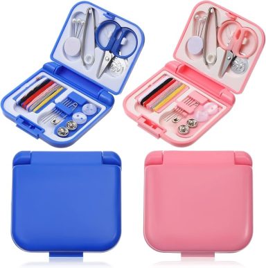 FdcZeyxior 2 Pack Mini Sewing Kit Travel Size Portable Emergency Sewing Kit Travel Small with Needles, Threads, Scissors