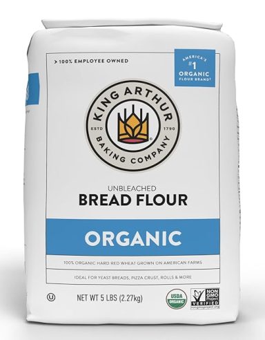 King Arthur Unbleached Organic Bread Flour - High Protein 12.7% for Lofty Yeasted Breads, Non-GMO, Kosher Certified - Premium Baking Flour 