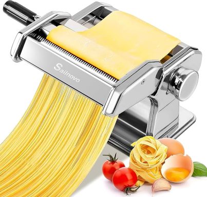 Sailnovo Pasta Maker Machine, 180 Roller Pasta Maker, 9 Adjustable Thickness Settings 2-in-1 Noodles Maker with Rollers and Cutter